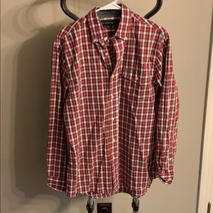 Plaid red and white U.S POO ASSN dress shirt